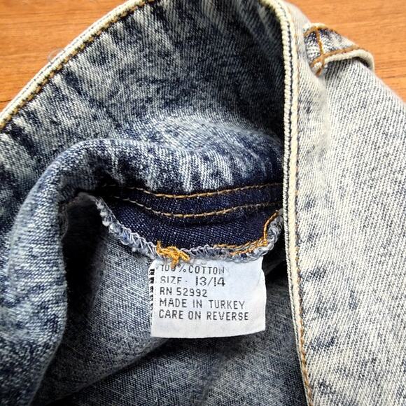 Vintage Acid Wash Denim Shorts Pleated High Waist Womens 12 Juniors 13/14 - Picture 7 of 15